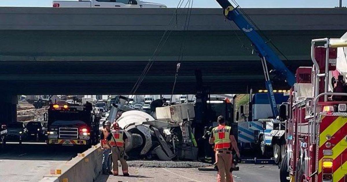 Overturned Cement Truck Blocks Loop 12 In Irving   CBS Texas