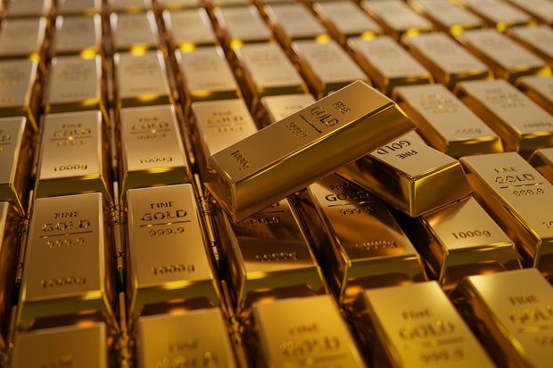 Close-up of gold bars 