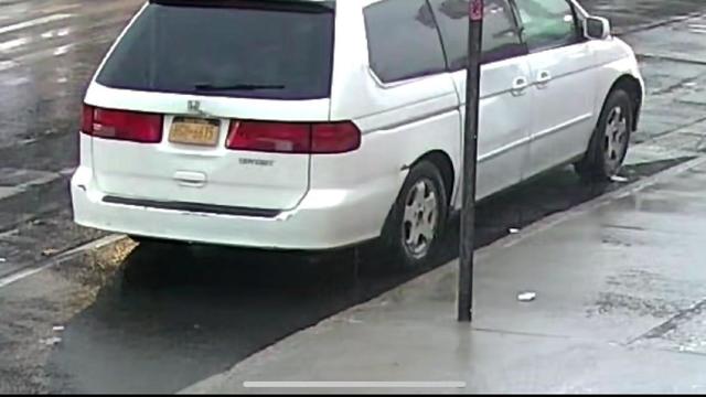 A surveillance photo shows a white van wanted in connection to the robbery of a Bronx post office on Sept. 6, 2022. 