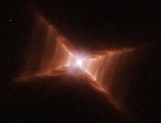 Dying prima  hd 44179, the "red rectangle," sculpts rungs of state  and particulate  