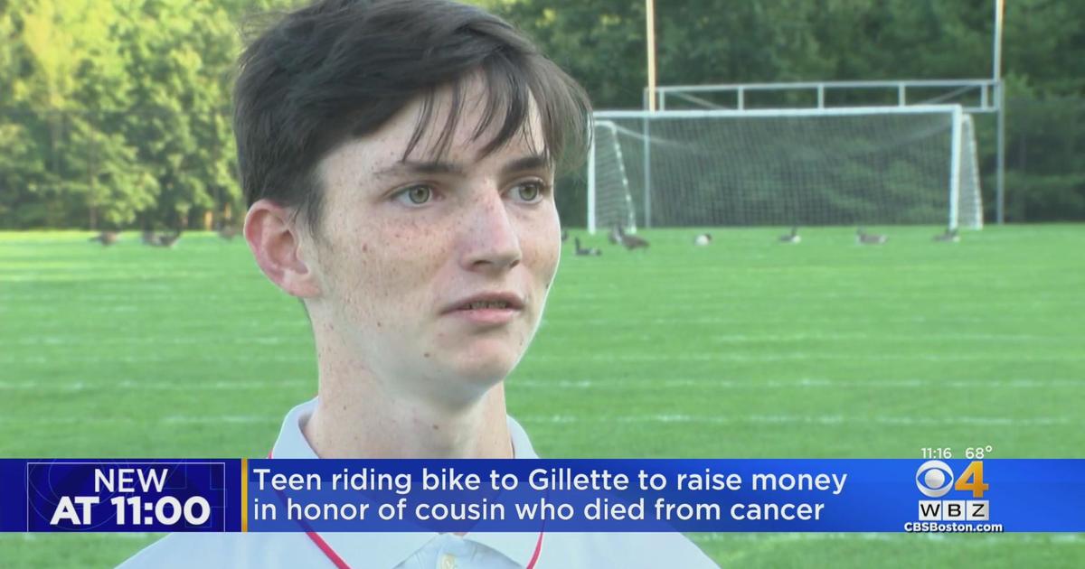 Teen riding bike to Gillette Stadium to raise money in honor of cousin who died from cancer