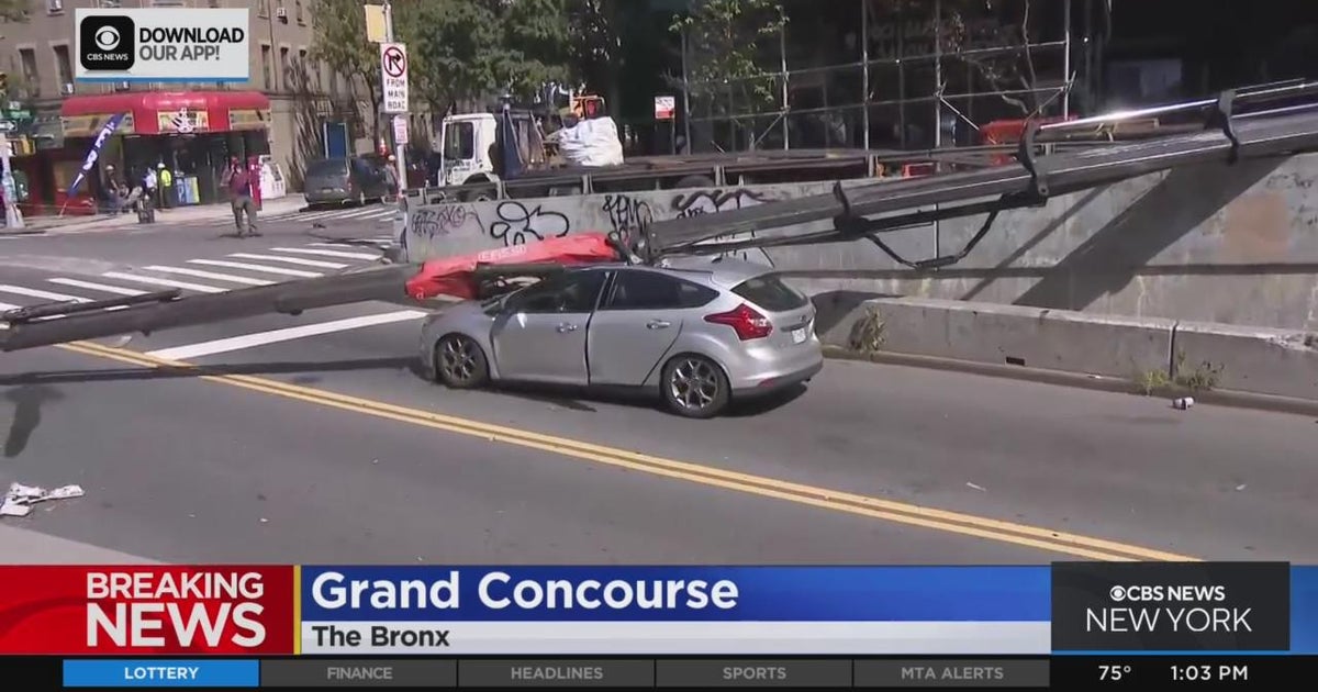 Surveillance video shows moment of crane collapse in the Bronx - CBS ...