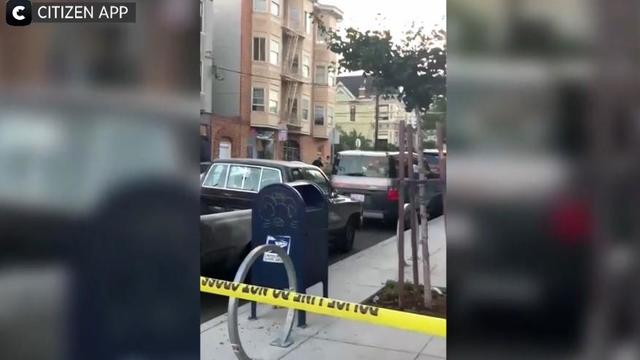 Generic police lights and yellow police tape at crime scene 