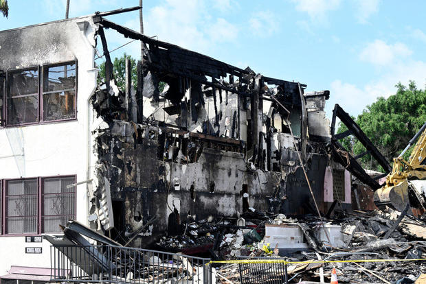 Fire destroyed Victory Baptist Church in Los Angeles, arson investigation under way. 
