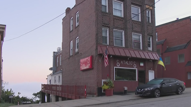 Bright flashing lights from a police car 