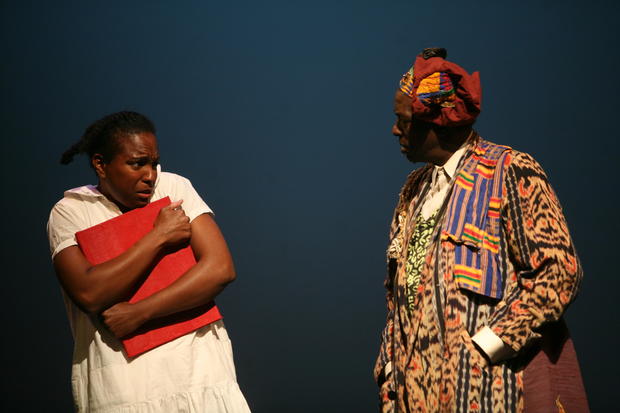 bluest_051_ls.jpg  From left: Shanique S. Scott and Vernon D. Medearis  perform during a dress reheasal of "The Bluest Eye" at Lorraine Hansberry Theatre.  Lea Suzuki / The Chronicle  Photo taken on 10/10/07, in San Francisco, CA, 