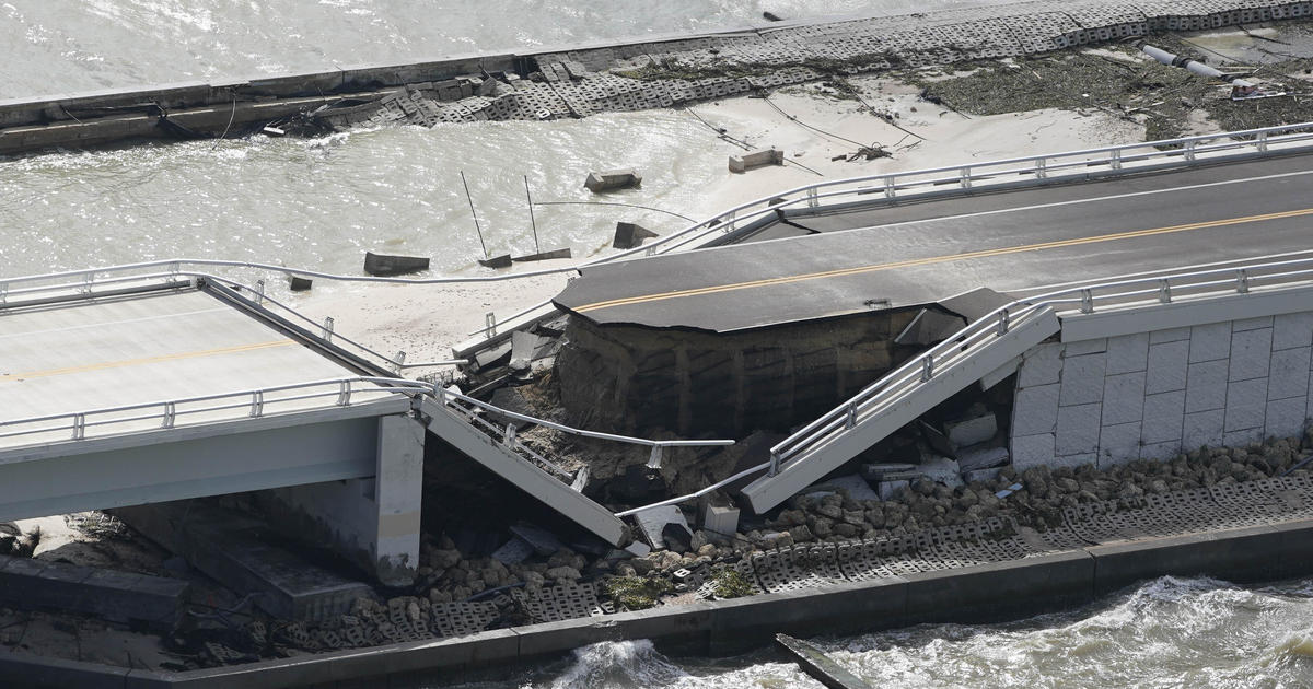 Ian destroys part of the Sanibel Causeway and cuts off access to barrier islands