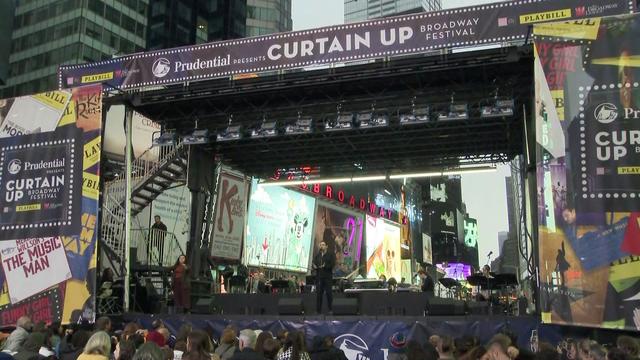 Actor Santino Fontana performs at the One Night Only benefit concert in Times Square as part of the Curtain Up Broadway Festival on Oct. 1, 2022. 