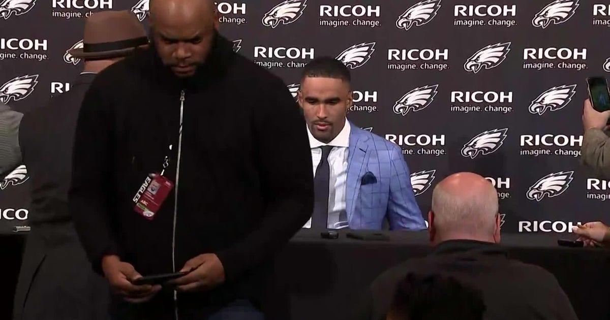 Jalen Hurts holds press conference after leading Eagles to fourth ...