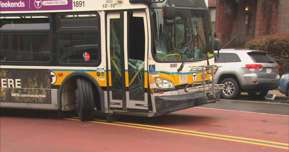 Eight MBTA Bus Riders Hospitalized After Crash In Boston - CBS Boston