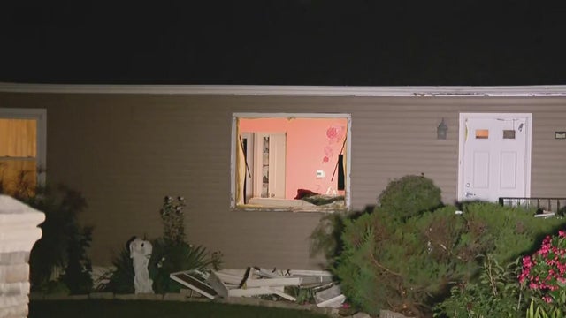 Bright flashing lights from a police car 