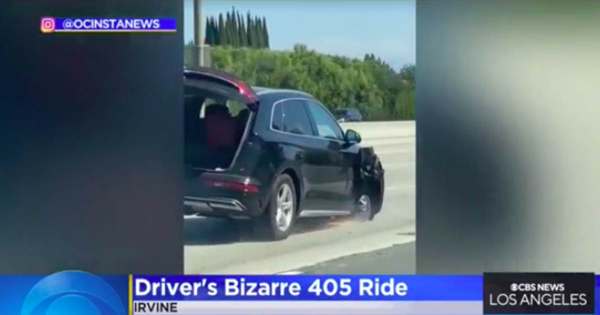 Wild video shows woman unknowingly driving down 405 Freeway without front tire