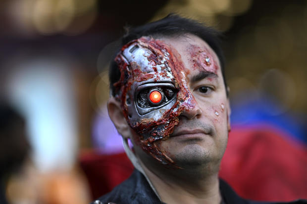 A Terminator cosplayer during New York Comic Con 2022 on October 08, 2022 in New York City. 