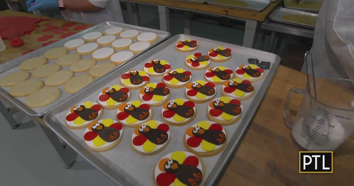 Making fall treats and Turkey Fund cookies at Bartram House Bakery CBS Pittsburgh