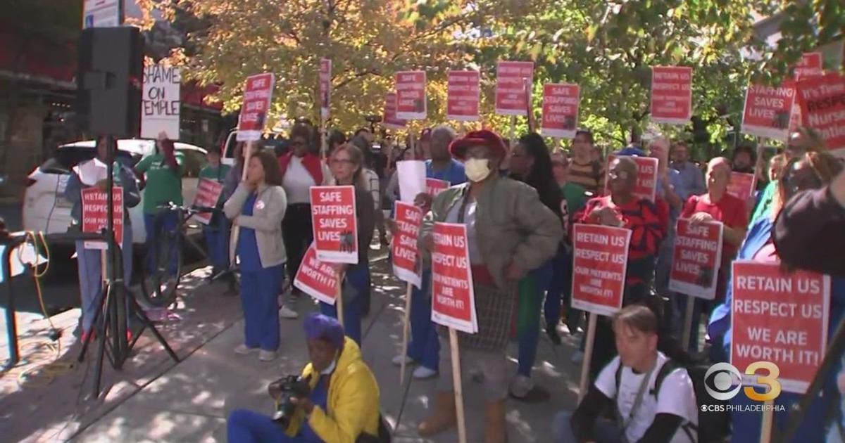 Temple Hospital Nurses Workers Rally At Pennsylvania Convention Center