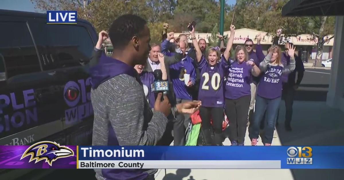 Stephon Dingle is with the Ravens fans at Orrstown Bank in Cockeysville ...