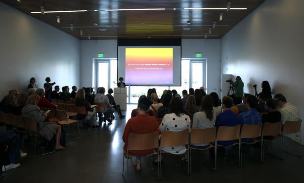 Invited guests listen to a presentation in a room that will be used to host art classes and community meetings at the Manetti Shrem Museum of Art at UC Davis on Thursday, Nov. 10, 2016. The museum will hold its grand opening event on Sunday 