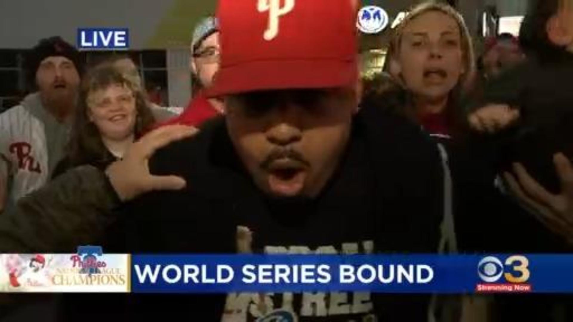 Phillies fans celebrate pennant win with fireworks, cheers, and yes, some  pole climbing