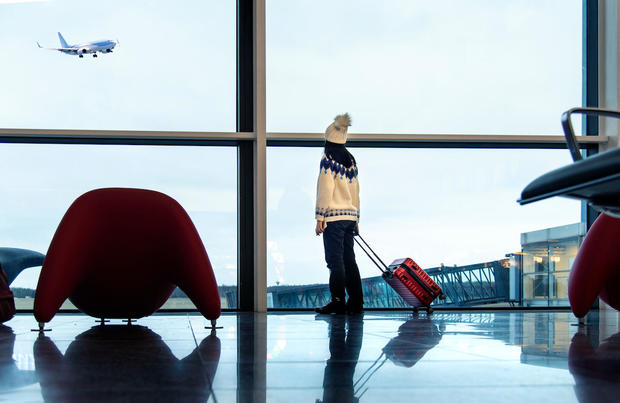 Girl is waiting at the airport 