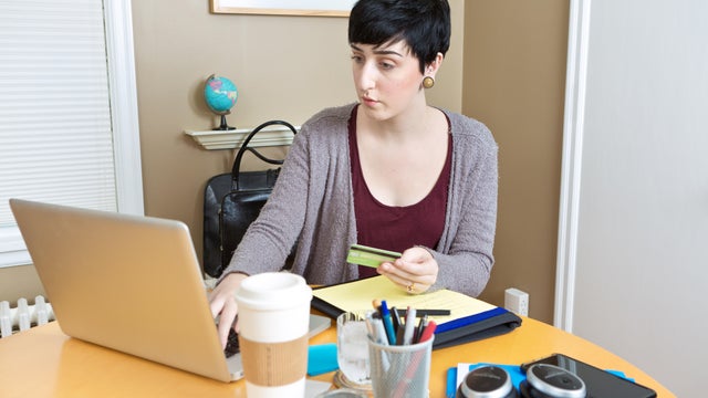 Millennial Young Woman Working in Home Office Telecommuting 