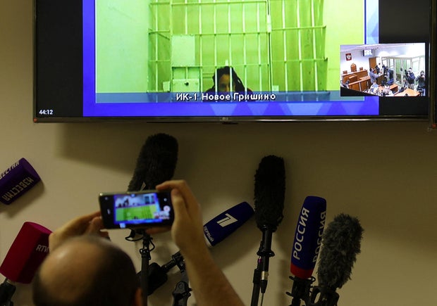 U.S. basketball player Brittney Griner appears in court via video link in Krasnogorsk 