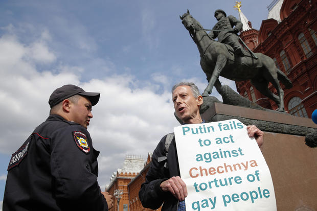 Anti-Putin protest against mistreatment of LGBT people 