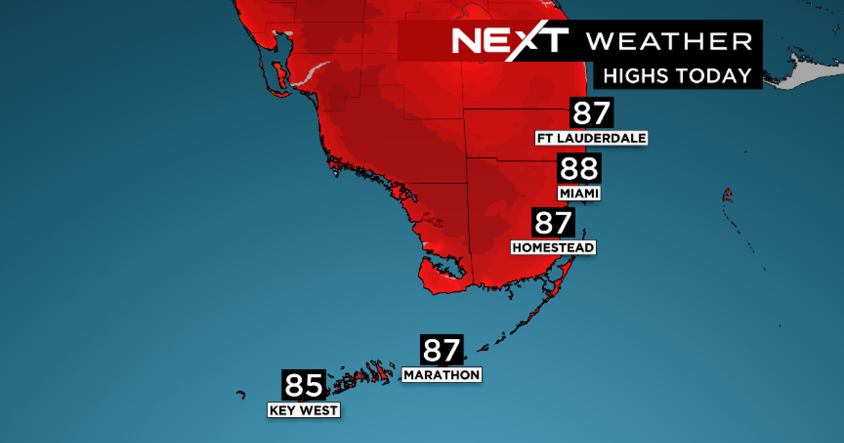 Miami Temperature: Very hot & steamy afternoon, a number of showers achievable