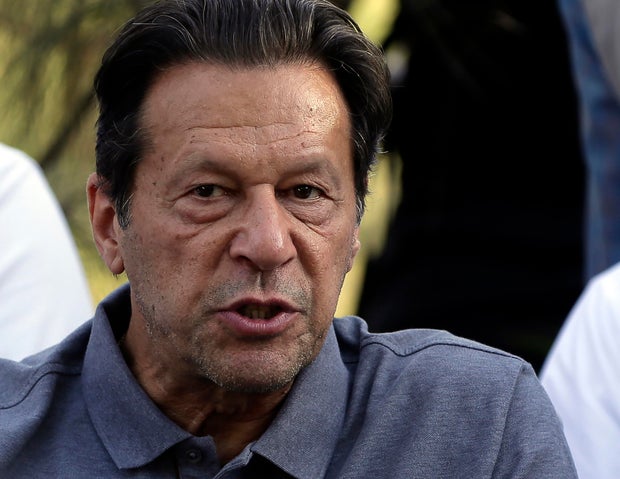 Former Pakistani Prime Minister Imran Khan speaks during a news conference in Islamabad, April 23, 2022