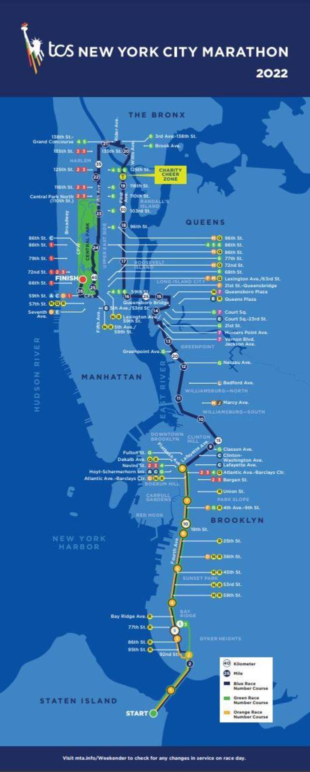 Course map for the TCS NYC Marathon. 