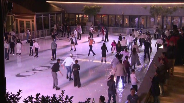 People skate at the Rockefeller Center ice rink. 