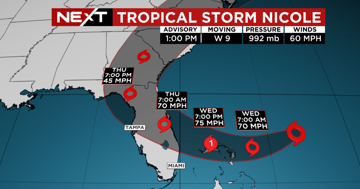 Nicole strengthens as it moves toward northwestern Bahamas