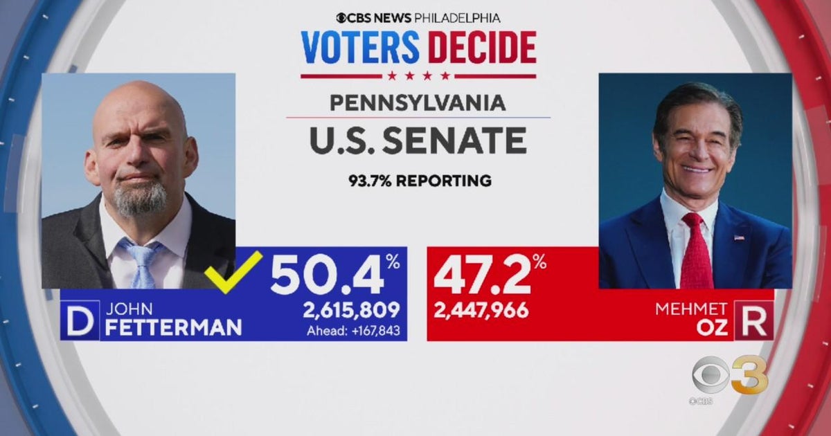 PA Election Results Oz calls Fetterman to concede CBS Philadelphia