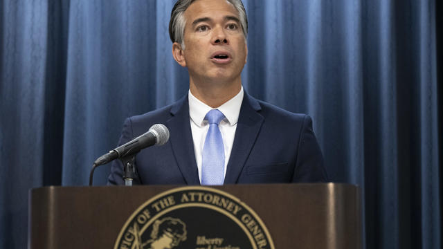 California Attorney General Rob Bonta speaks during a press conference in Los Angeles 