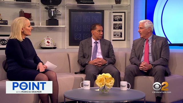 Former New York governor David Paterson and Nassau County Executive Bruce Blakeman​ on CBS2's political talk show "The Point with Marcia Kramer." 