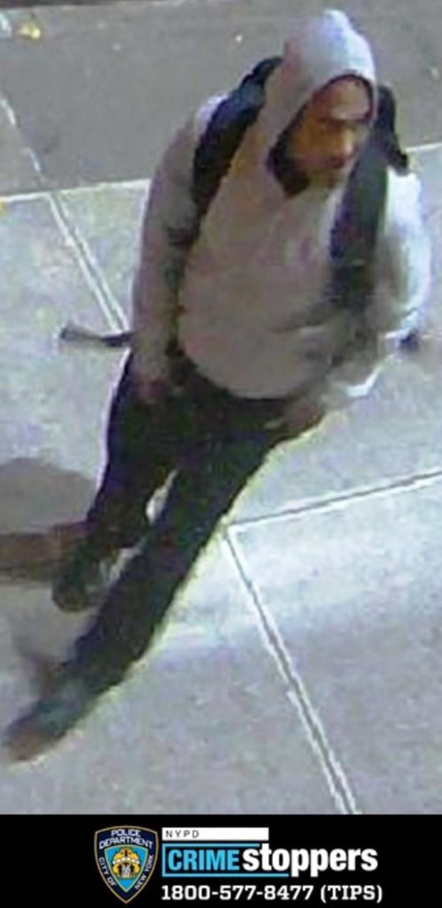 Surveillance photo of a man accused of throwing rocks at a Jewish middle school. 