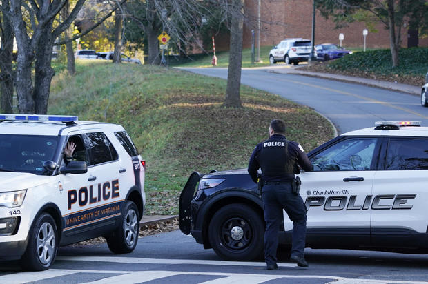 Police secure a crime scene of an overnight shooting at the University of Virginia, Nov. 14, 2022, in Charlottesville, Virginia. 