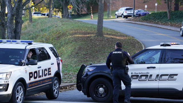 Police secure a crime scene of an overnight shooting at the University of Virginia, Nov. 14, 2022, in Charlottesville, Virginia. 