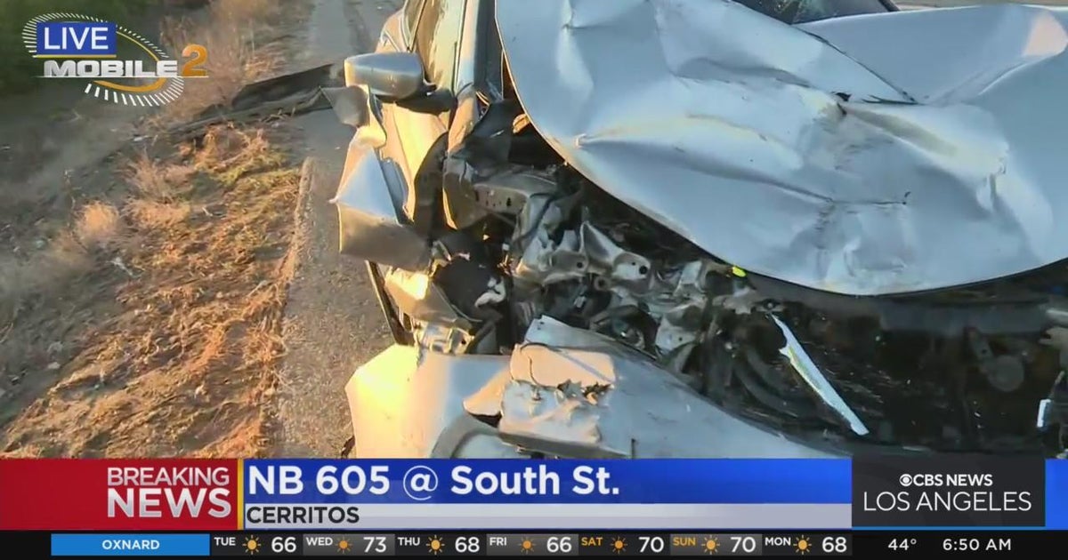 Suspect steals car after crashing into it on the 605 Freeway CBS Los Angeles