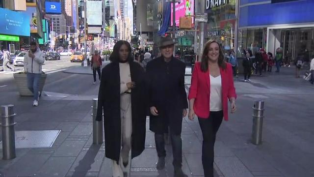 "Hot Bench" judges Yodit Tewolde, Michael Corriero and Rachel Juarez walk in Times Square. 