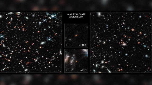 Two distant galaxies were observed by the James Webb Space Telescope. 