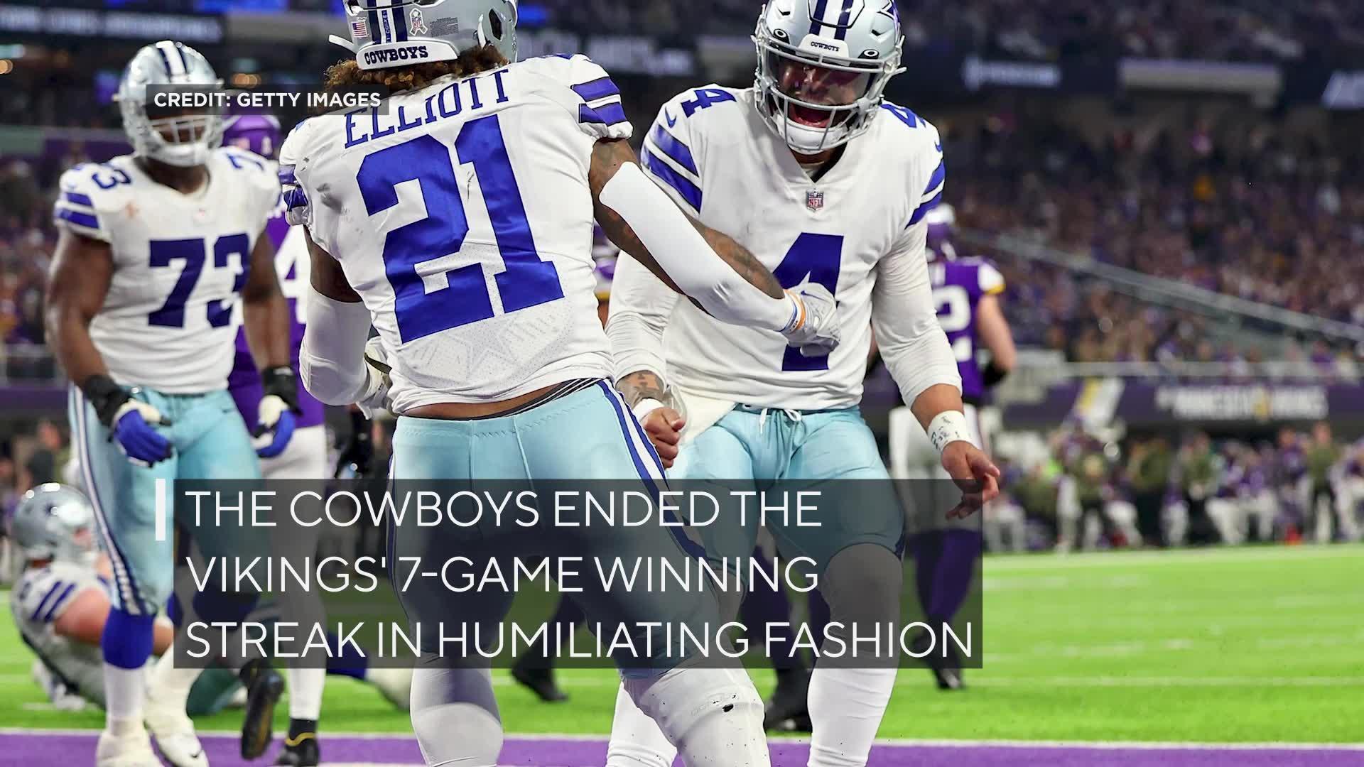 Cowboys crush Vikings' 7-game win streak with 40-3 romp