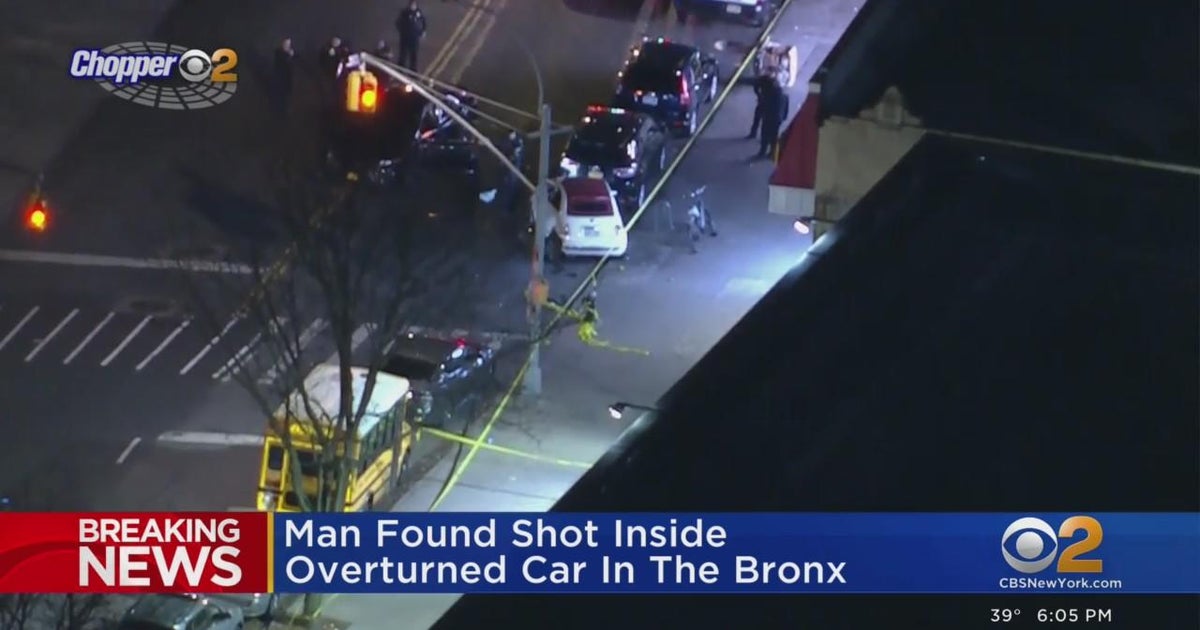 Man found shot inside overturned car in the Bronx - CBS New York