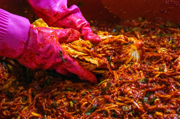 Gimjang, the Korean traditional process of preparation of kimchi 
