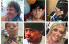 This combination of photos provided by the Chesapeake Police Department shows, top row from left, Randy Blevins, Fernando Chavez-Barron, Lorenzo Gamble, and, bottom row from left, Tyneka Johnson, Brian Pendleton and Kellie Pyle, who Chesapeake police identified as six victims of a shooting that occurred Nov. 22, 2022, at a Walmart store in Chesapeake. 