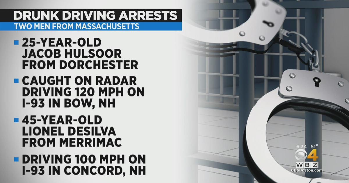 2 Massachusetts Men Clocked Over 100 Mph In New Hampshire Charged With Drunk Driving Cbs Boston