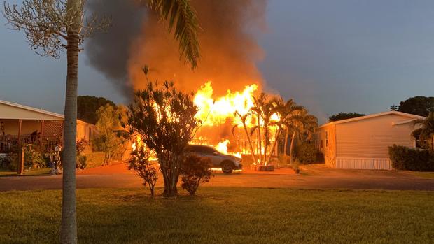 Photos from scene: Florida City trailer home fire 