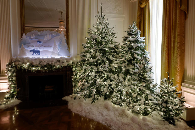 Christmas decorations on the theme "We the People" are unveiled at the White House 
