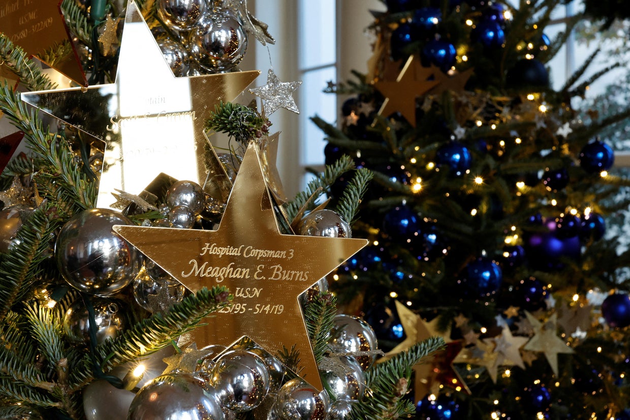 Christmas decorations on the theme "We the People" are unveiled at the White House 