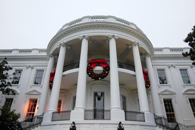 Christmas wreaths at the White House in Washington 