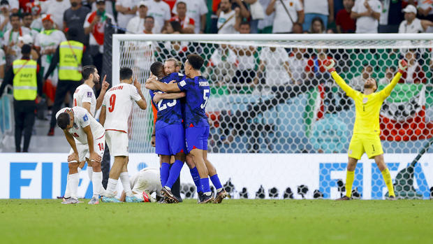 U.S. team celebrates win over Iran at FIFA World Cup Qatar 2022 